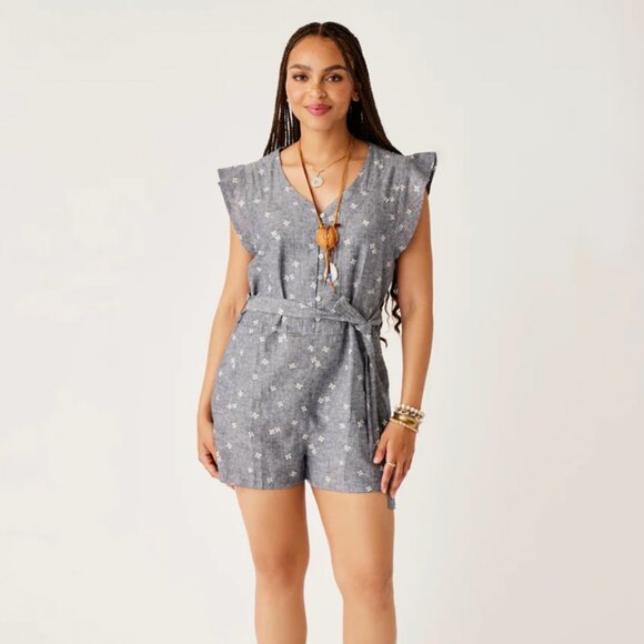 Carve Designs Remi Romper Navy Floral Size Medium - Picture 3 of 9